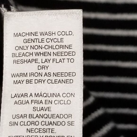 Chicos 1 US Medium Cardigan Sweater Blazer Cotton Silk Blend Black White Career - Picture 7 of 10